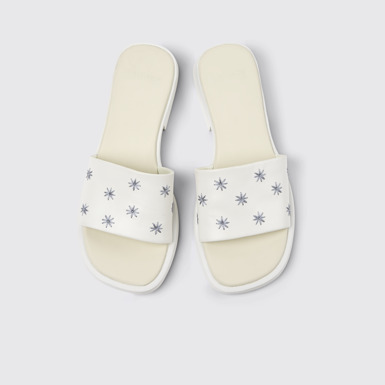 Overhead view of Dana White Leather Sandals for Women.