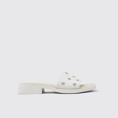 Side view of Dana White Leather Sandals for Women.