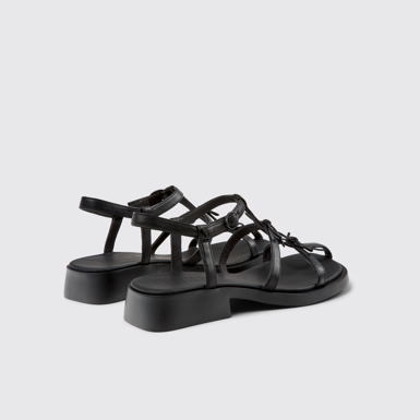 Back view of Dana Black Leather Sandals for Women.