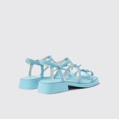 Back view of Dana Blue Leather Sandals for Women.