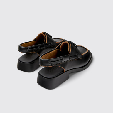 Back view of Dana Black Leather Moccasin/Nautical Shoes for Women.