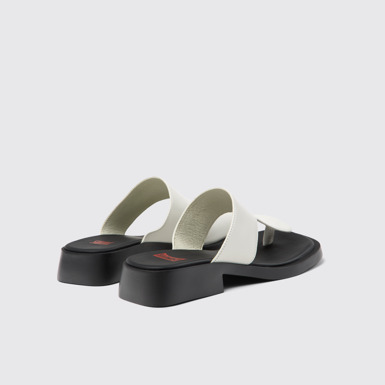 Back view of Twins White Leather Sandals for Women.