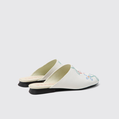 Back view of Twins White Leather Sandals for Women.