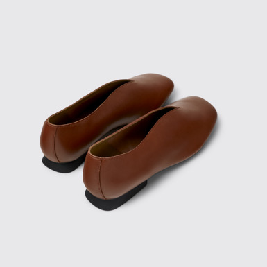 Back view of Casi Myra Red Leather Shoes for Women.