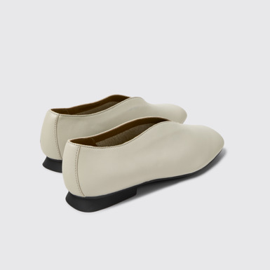 Back view of Casi Myra Gray Leather Shoes for Women.