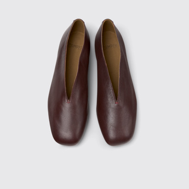 Overhead view of Casi Myra Burgundy Leather Shoes for Women.