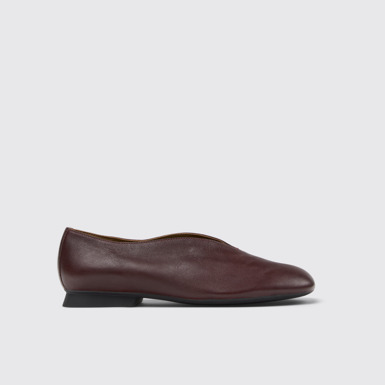 Side view of Casi Myra Burgundy Leather Shoes for Women.