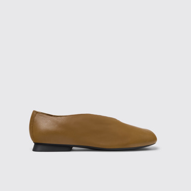 Side view of Casi Myra Brown Leather Ballerinas for Women.