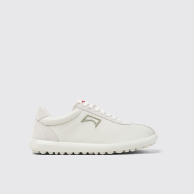 Side view of Pelotas XLF White Leather and Nubuck Sneakers for Women.