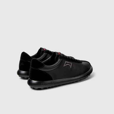 Back view of Pelotas XLF Black Leather and Nubuck Sneakers for Women.