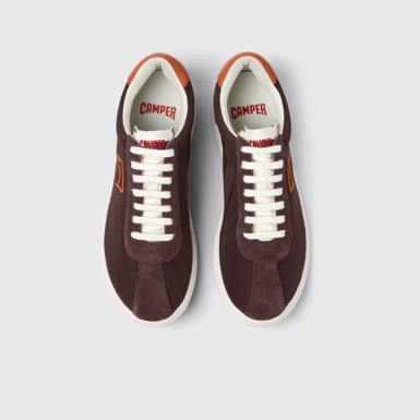 Overhead view of Pelotas XLF Burgundy Textile and Nubuck Sneakers for Women.