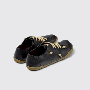 Back view of Twins Black Leather Women's Shoe.