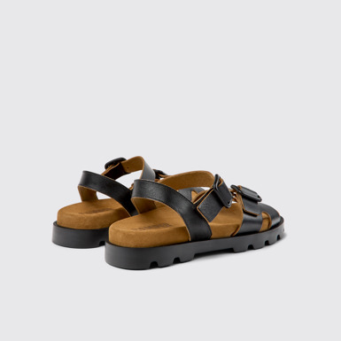Back view of Brutus Sandal Black Leather Sandals for Women.