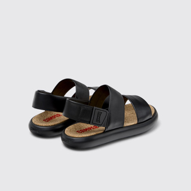 Back view of Pelotas Flota Black Leather Sandals for Women.