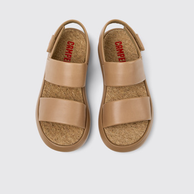 Overhead view of Pelotas Flota Nude Leather Sandals for Women.
