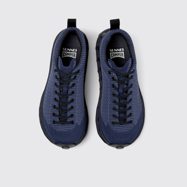 Overhead view of Camper x SUNNEI - PELOTISSIMA Blue and Black Textile Women's Sneakers.