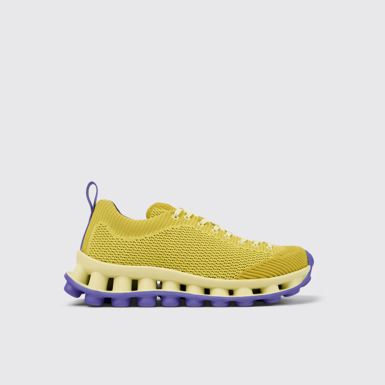 Side view of Camper x SUNNEI - PELOTISSIMA Yellow and Blue Textile Women's Sneakers.