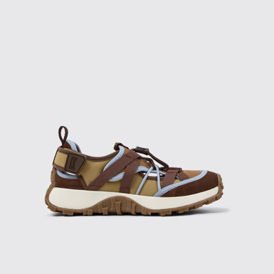 Side view of Drift Trail Brown Textile and Nubuck Leather Sneakers for Women.