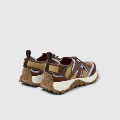 Back view of Drift Trail Brown Textile and Nubuck Leather Sneakers for Women.