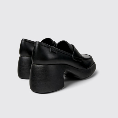 Back view of Thelma Black Leather Moccasin/Ballerina for Women.