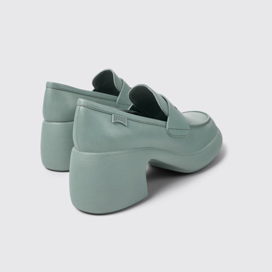 Back view of Thelma Green Leather Moccasin/Ballerina for Women.