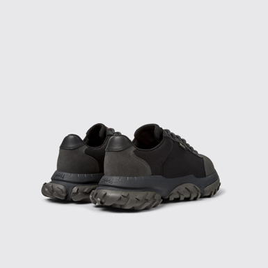 Back view of Karst Trek Gray Textile and Nubuck Sneakers for Women.