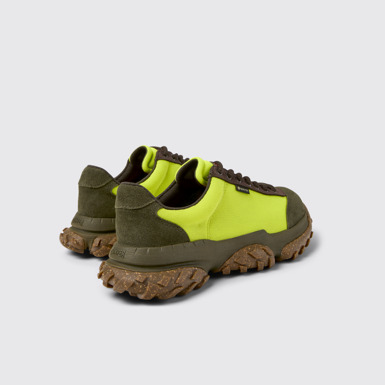 Back view of Karst Trek Green and Brown Textile and Nubuck Sneakers for Women.