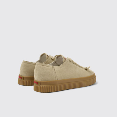Back view of Peu Roda Beige Nubuck Sneakers for Women.