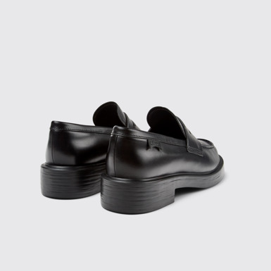 Back view of Dean Black Leather Shoes for Women.