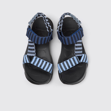 Overhead view of Karst Sandal Blue Textile Sandals for Women.