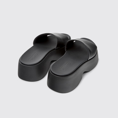 Back view of Tasha Black Leather Sandals for Women.