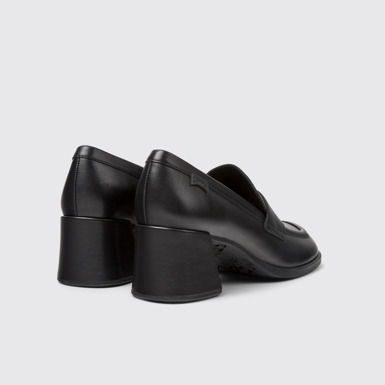 Back view of Kora Black Leather Moccasins for Women.
