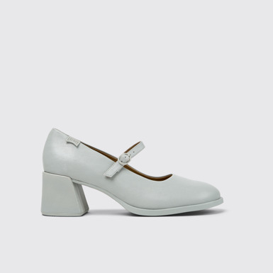 Side view of Kora Gray Leather Moccasins for Women.
