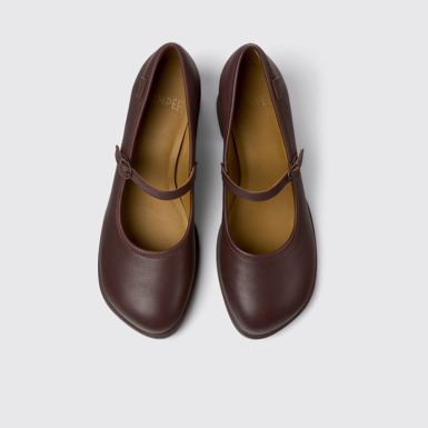 Overhead view of Kora Burgundy Leather Moccasins for Women.