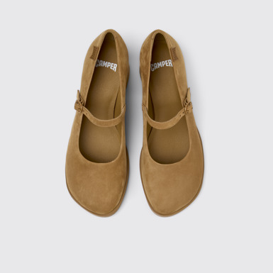 Overhead view of Kora Brown Nubuck Leather Heels for Women.