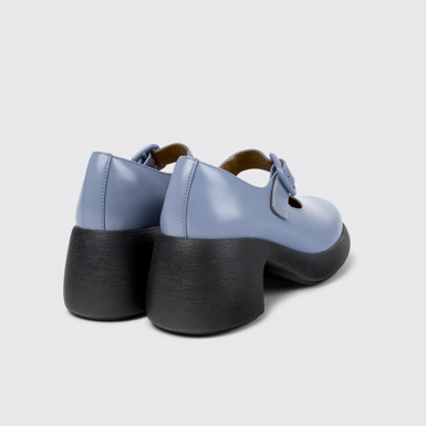 Back view of Thelma II Blue Leather Moccasins for Women.
