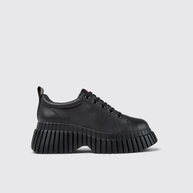 Side view of Pix BCN Black Leather Shoes for Women.