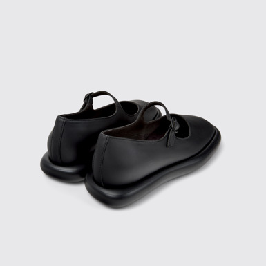 Back view of Onda Black Leather Ballerinas for Women.