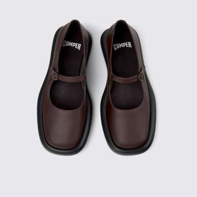 Overhead view of Onda Burgundy Leather Ballerinas for Women.