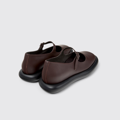Back view of Onda Burgundy Leather Ballerinas for Women.