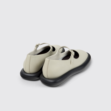 Back view of Onda Gray Leather Ballerinas for Women.