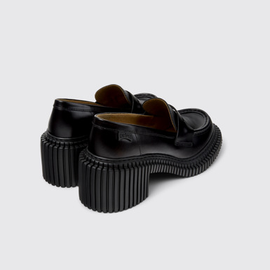 Back view of Pix London Black Leather Moccasins for Men.
