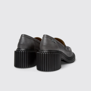 Pix London Mocassins en cuir gris pour homme.