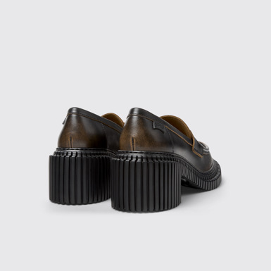 Back view of Pix London Black and Brown Leather Moccasin Nautical Shoes for Men.