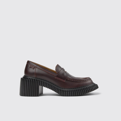 Side view of Pix London Burgundy Leather Moccasins for Men.