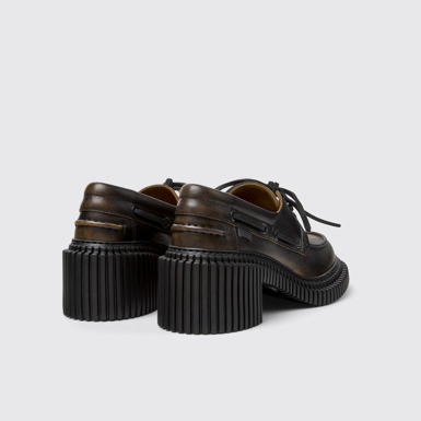 Back view of Pix London Black Leather Moccasins for Women.