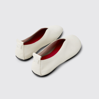 Back view of Right Nina White Leather Ballerina Shoes for Women.