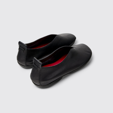 Back view of Right Nina Black Leather Ballerinas for Women.