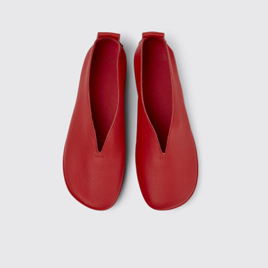 Overhead view of Right Nina Red Leather Ballerinas for Women.