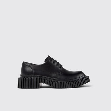 Side view of Pix Berlin Black Leather Shoes for Women.